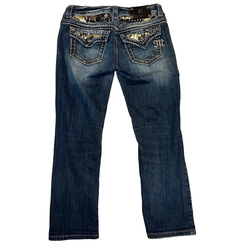 Miss Me Easy Capri Jeans Women's 26 Sequin Studded Embellished Blue Denim - Picture 3 of 8